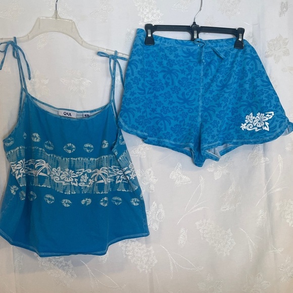 Other - Blue PJ’s VINTAGE Top and Bottoms Pajamas Set USED 95% COTTON, 5% SPANDEX